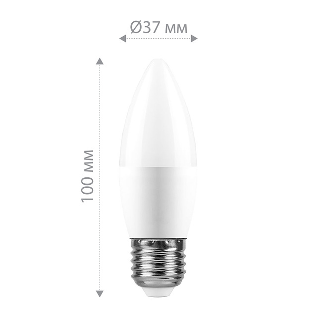 Лампа светодиодная Feron LB-97 Свеча E27 7W 2700K — фото 3