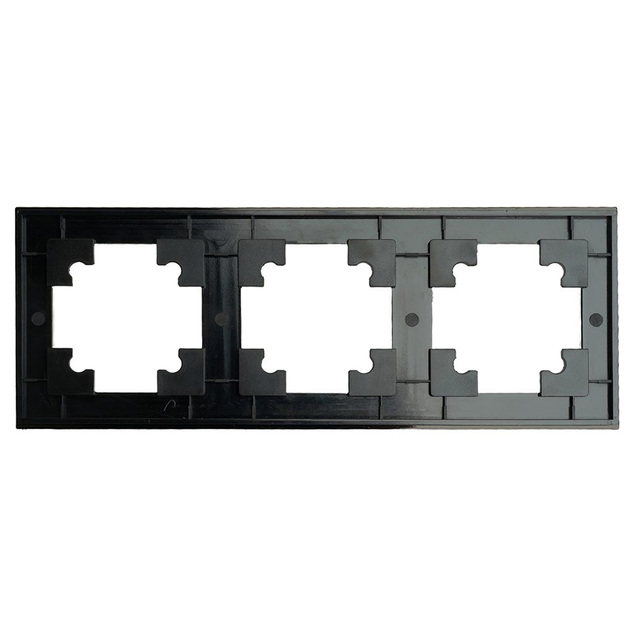 Рамка 3-местная, стекло, STEKKER GFR00-7003-05М, серия Катрин, черный матовый 49602 — фото 3