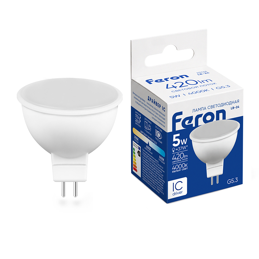 Светодиодная лампа Feron LB-24 MR16 G5.3 5 Вт 4000К