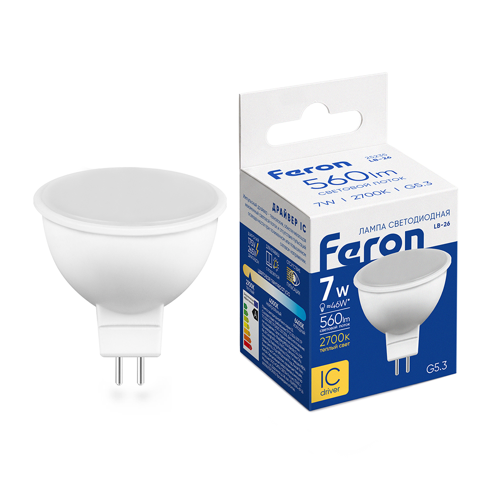 Светодиодная лампа Feron LB-26 MR16 G5.3 7 Вт 2700К