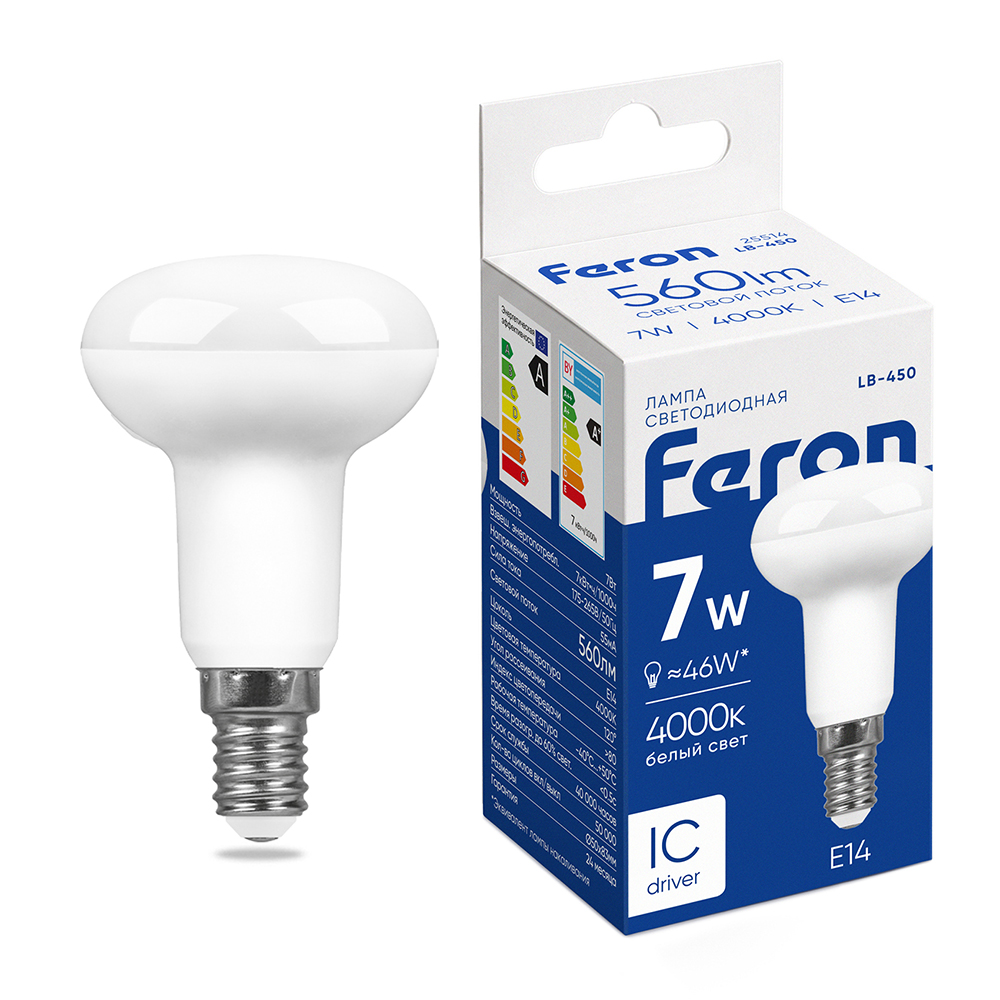 Светодиодная лампа Feron LB-450 R50 E14 7 Вт 4000К
