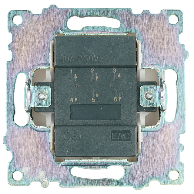 Переключатель 2-клавишный (механизм), STEKKER GLS10-7105-01, 250В, 10А, серия Катрин, белый 49166 — фото 5