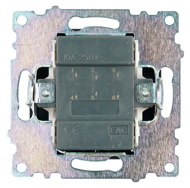Переключатель 1-клавишный (механизм), STEKKER GLS10-7105-05, 250В, 10А, серия Катрин, черный 49167 — фото 5