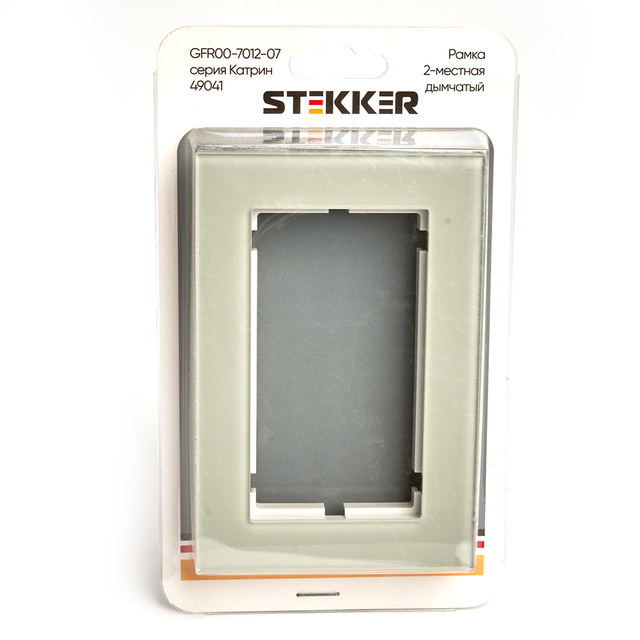 Рамка 2-местная (без перемычки), стекло, STEKKER GFR00-7012-07, серия Катрин, дымчатый 49041 — фото 2