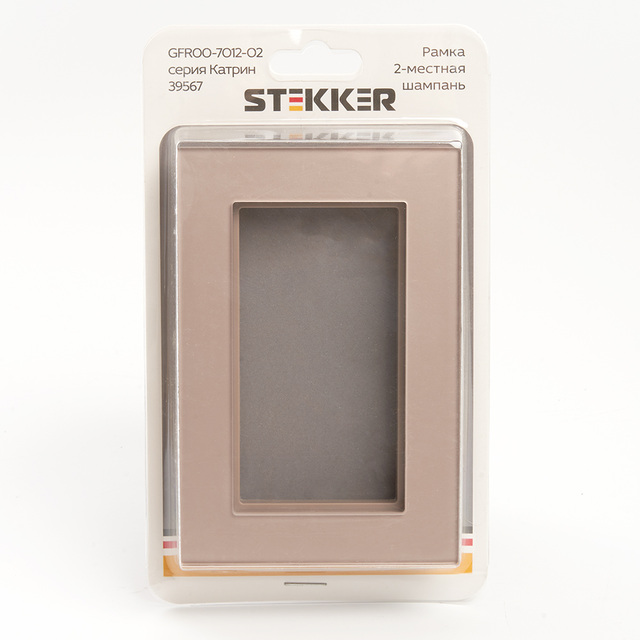 Рамка 2-местная (без перемычки), стекло, STEKKER GFR00-7012-02, серия Катрин, шампань 39567 — фото 4