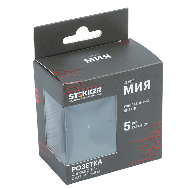 Розетка 1-местная с защитной шторкой с/з (механизм), STEKKER, 250В, 16А, серия Мия, RST16-3110-05, черный бархат 50454 — фото 7