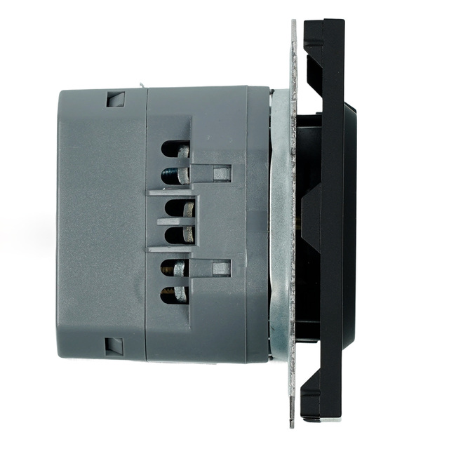 Розетка 1-местная, с заземлением, USB Type-C (механизм), STEKKER, 250В, 16А, 20Вт, серия Эмили, черный уголь, Soft Touch 50218 — фото 4