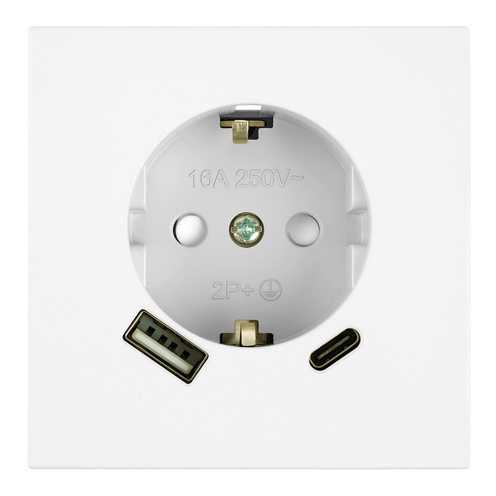 Розетка 1-местная з/ш с/з 16А USB Type-C (механизм), STEKKER, 250В, 20Вт, серия Мия, , 50438