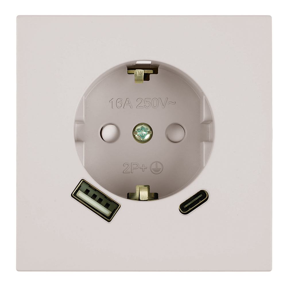 Розетка 1-местная з/ш с/з 16А USB Type-C (механизм), STEKKER, 250В, 20Вт, серия Мия, , 50482
