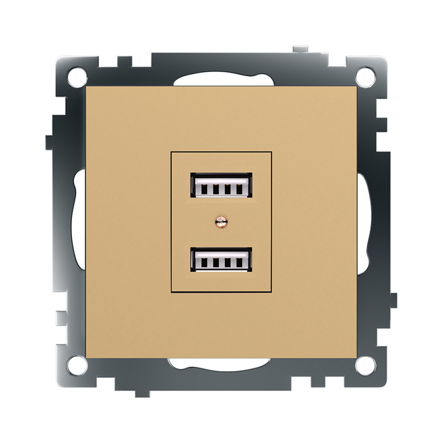 Розетка 2-местная USB (механизм), STEKKER GLS10-7115-08, 250V, 2,1А, серия Катрин, золото 49229 — фото 6