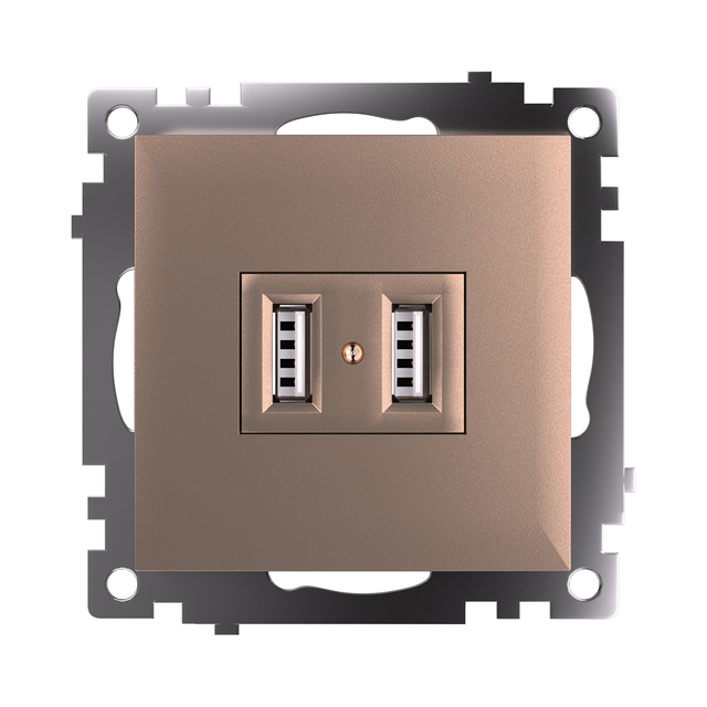 Розетка 2-местная USB (механизм), STEKKER GLS10-7115-02, 250V, 2,4А, серия Катрин, шампань 39602 — фото 5