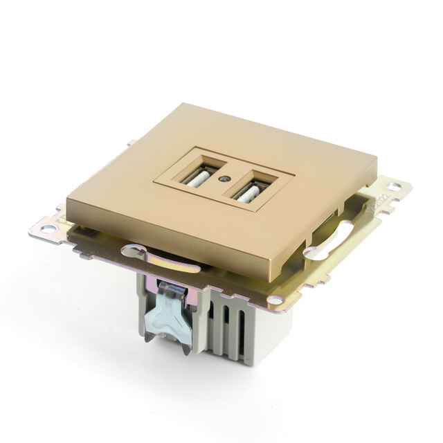 Розетка 2-местная USB (механизм), STEKKER GLS10-7115-08, 250V, 2,1А, серия Катрин, золото 49229 — фото 2