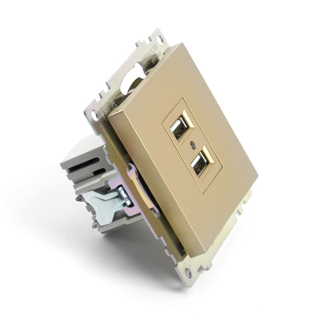 Розетка 2-местная USB (механизм), STEKKER GLS10-7115-08, 250V, 2,1А, серия Катрин, золото 49229 — фото 3