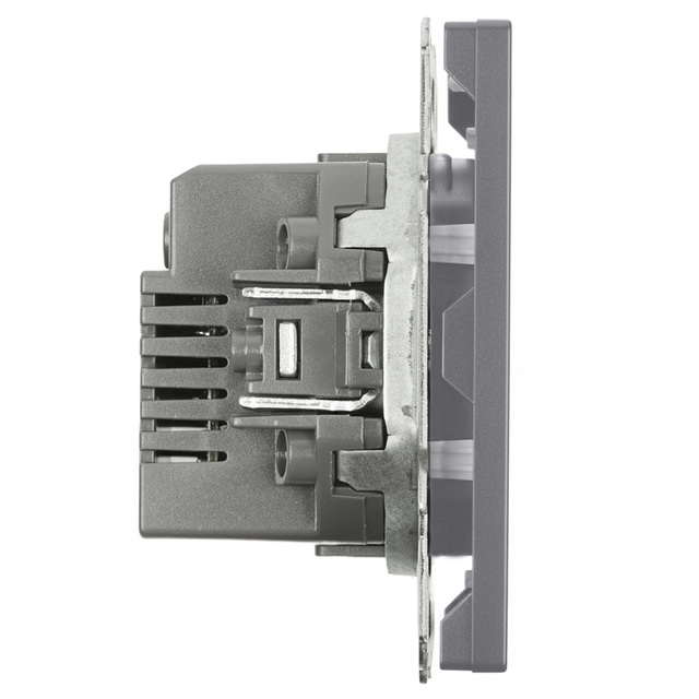 Розетка 2-местная USB + Type C (механизм), STEKKER, 250В, 20W, серия Эмили, RST10-5115-10, платиново-серый, soft touch 49957 — фото 3