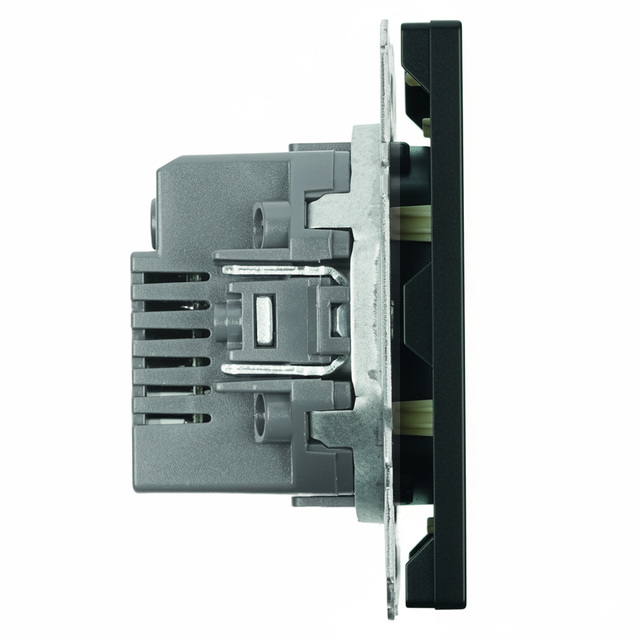Розетка 2-местная USB + Type C (механизм), STEKKER, 250В, 20W, серия Эмили, RST10-5115-05, черный уголь, soft touch 49853 — фото 3