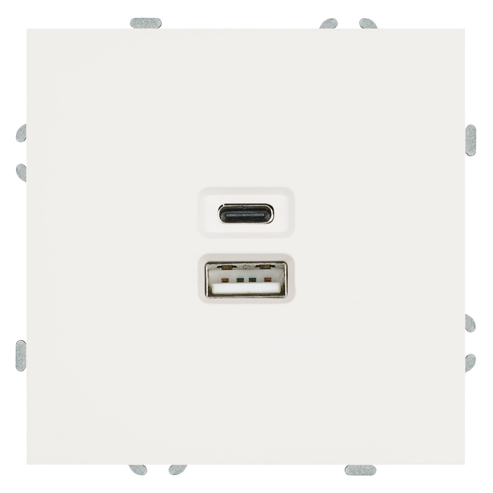 Розетка 2-местная USB + Type C (механизм), STEKKER, 250В, 20W, серия Эмили, RST10-5115-01, белый фарфор, soft touch 49879