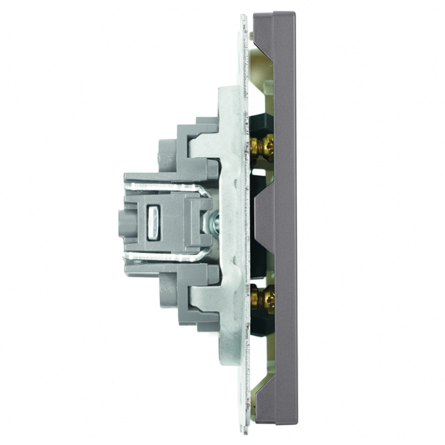 Розетка HDMI 2.1 Type-A (механизм), STEKKER RST00-5118-10, серия Эмили, платиново-серый, Soft Touch 50170 — фото 3