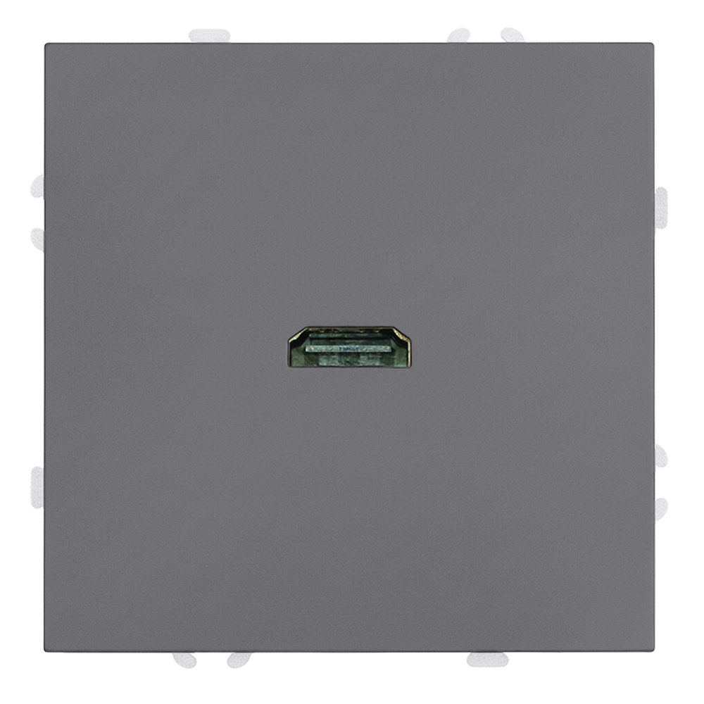 Розетка HDMI 2.1 Type-A (механизм), STEKKER RST00-5118-10, серия Эмили, платиново-серый, Soft Touch 50170