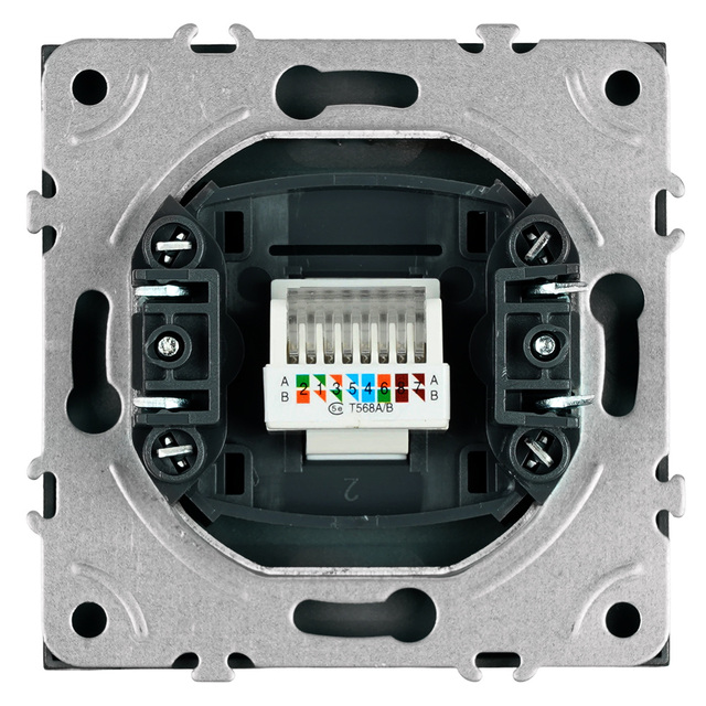 Розетка компьютерная 1-местная RJ-45 (механизм), STEKKER, серия Эмили, RST00-5117-10, платиново-серый, soft touch 49951 — фото 5