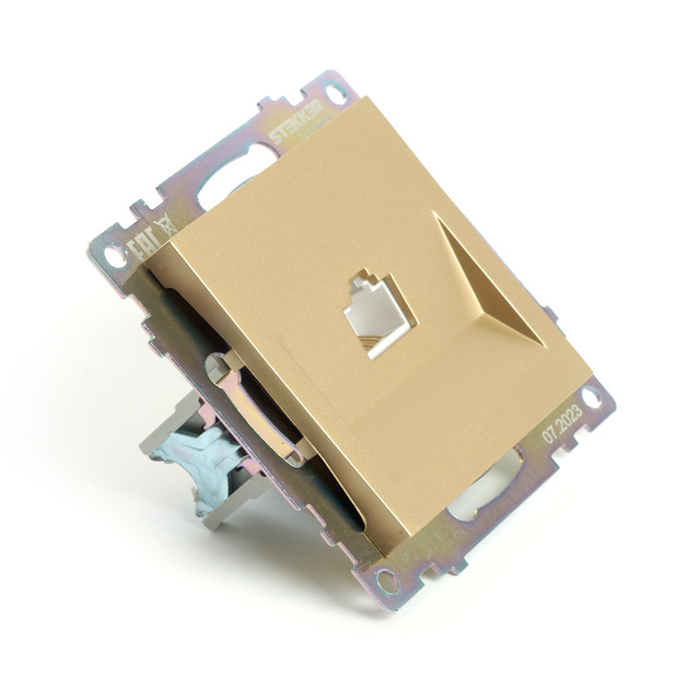 Розетка компьютерная 1-местная RJ-45 (механизм), STEKKER GLS00-7107-08, серия Катрин, золото 49227 — фото 3
