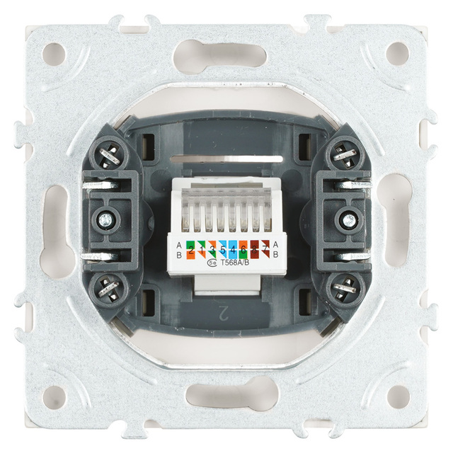 Розетка компьютерная 1-местная RJ-45 (механизм), STEKKER, серия Эмили, RST00-5117-01, белый фарфор, soft touch 49873 — фото 5