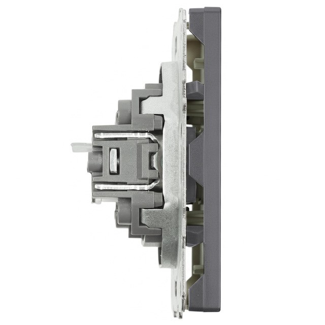 Розетка компьютерная 1-местная RJ-45 (механизм), STEKKER, серия Эмили, RST00-5117-10, платиново-серый, soft touch 49951 — фото 3