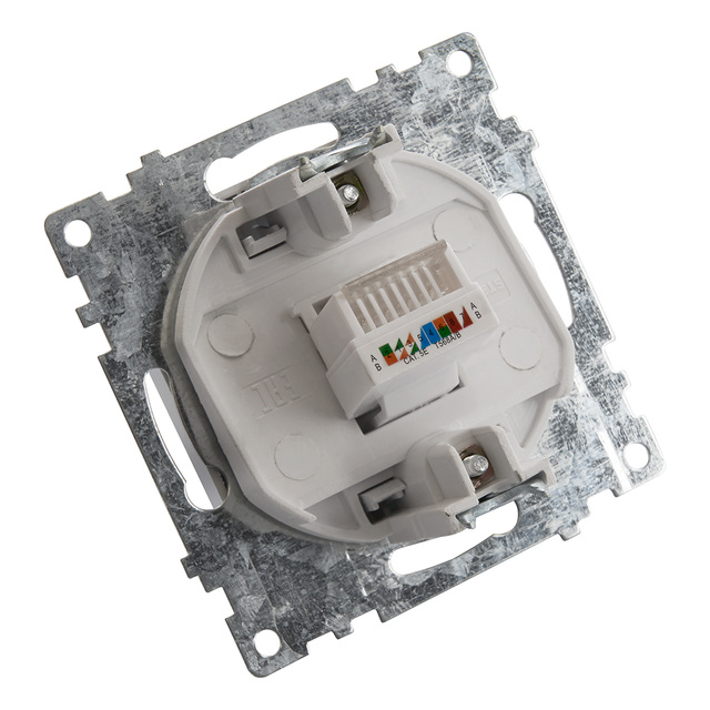 Розетка компьютерная 1-местная RJ-45 (механизм), STEKKER GLS00-7107-03, серия Катрин, серебро 39585 — фото 2
