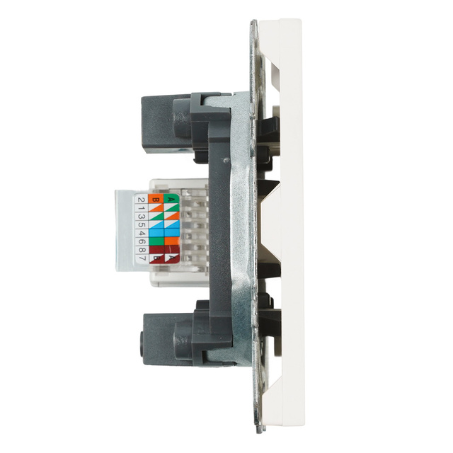Розетка компьютерная 1-местная RJ-45 (механизм), STEKKER, серия Эмили, RST00-5117-01, белый фарфор, soft touch 49873 — фото 4