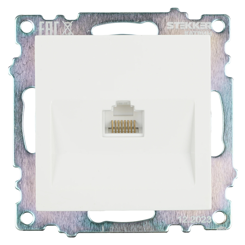 Розетка компьютерная 1-местная RJ-45 (механизм), STEKKER GLS00-7107-01, серия Катрин, белый 39305