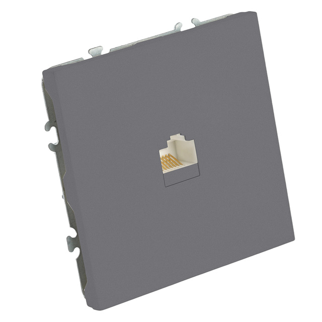 Розетка компьютерная 1-местная RJ-45 (механизм), STEKKER, серия Эмили, RST00-5117-10, платиново-серый, soft touch 49951 — фото 2