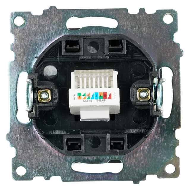 Розетка компьютерная 1-местная RJ-45 (механизм), STEKKER GLS00-7107-05, серия Катрин, черный 39613 — фото 5