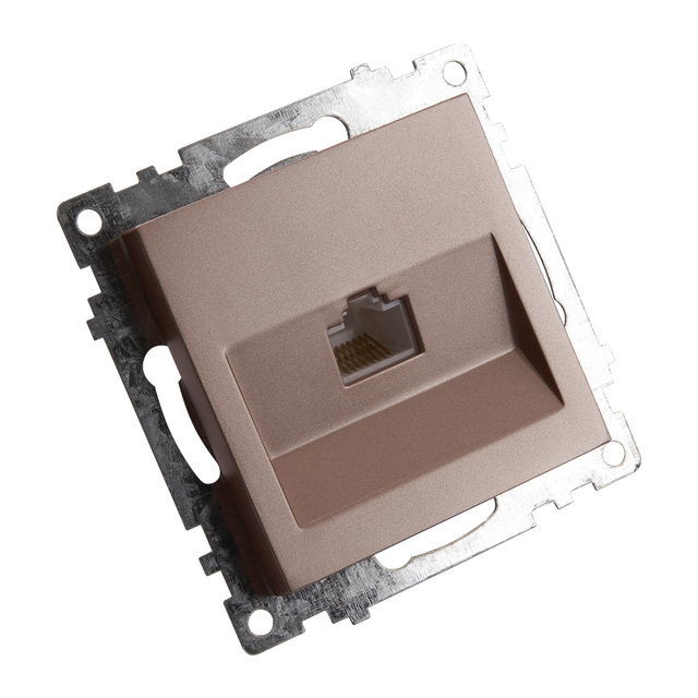 Розетка компьютерная 1-местная RJ-45 (механизм), STEKKER GLS00-7107-02, серия Катрин, шампань 39599 — фото 2