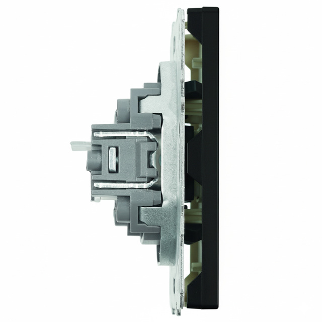 Розетка компьютерная 1-местная RJ-45 (механизм), STEKKER, серия Эмили, RST00-5117-05, черный уголь, soft touch 49847 — фото 3