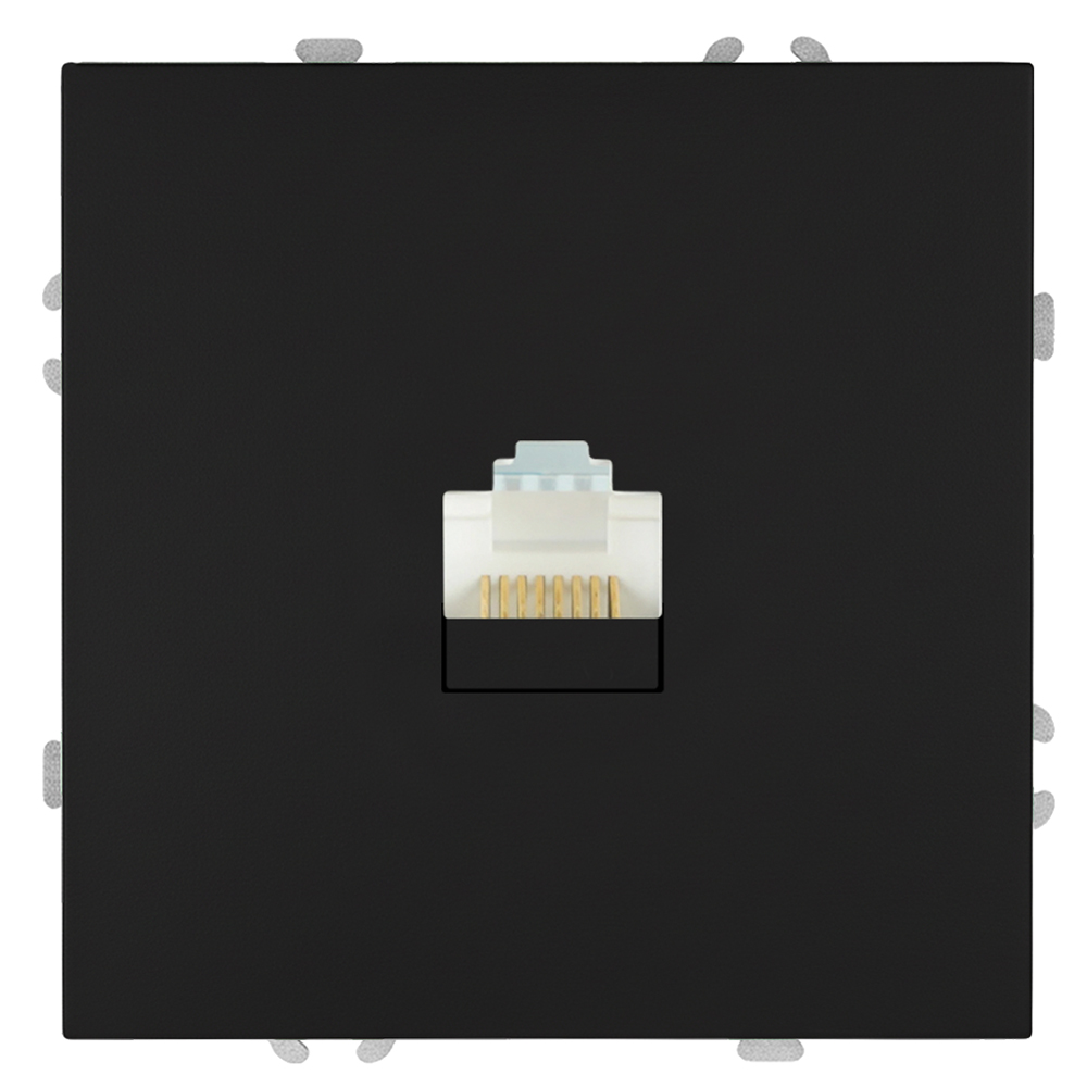 Розетка компьютерная 1-местная RJ-45 (механизм), STEKKER, серия Эмили, RST00-5117-05, черный уголь, soft touch 49847
