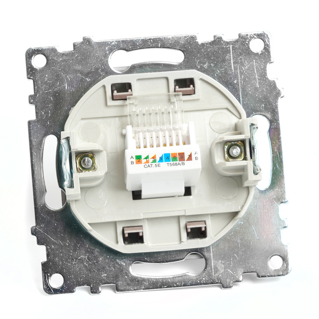 Розетка компьютерная 1-местная RJ-45 (механизм), STEKKER GLS00-7107-04, серия Катрин, шоколад 49023 — фото 3