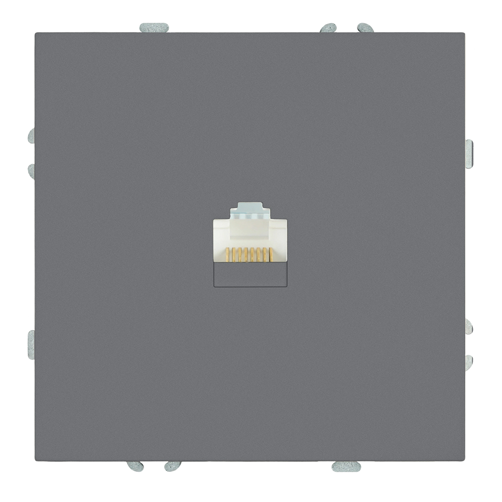 Розетка компьютерная 1-местная RJ-45 (механизм), STEKKER, серия Эмили, RST00-5117-10, платиново-серый, soft touch 49951