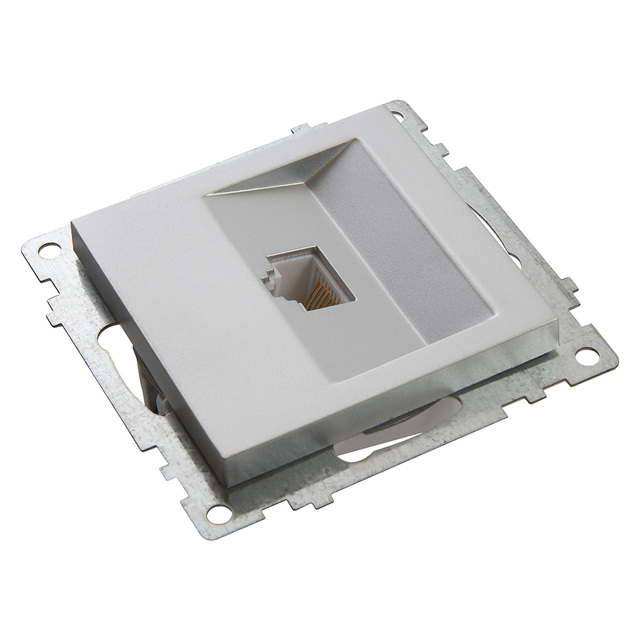 Розетка компьютерная 1-местная RJ-45 (механизм), STEKKER GLS00-7107-03, серия Катрин, серебро 39585 — фото 5