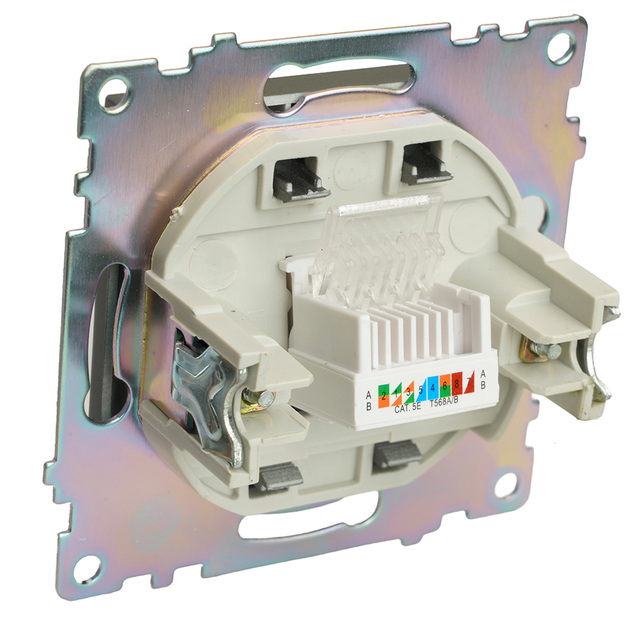 Розетка компьютерная 1-местная RJ-45 (механизм), STEKKER GLS00-7107-06, серия Катрин, графит 49418 — фото 5