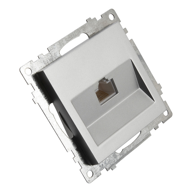 Розетка компьютерная 1-местная RJ-45 (механизм), STEKKER GLS00-7107-03, серия Катрин, серебро 39585 — фото 6