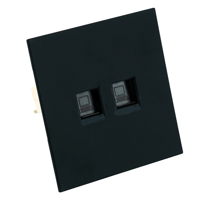 Розетка компьютерная 2-местная RJ-45 (механизм), STEKKER, серия Мия, RST00-3111-05, черный бархат 50451 — фото 2