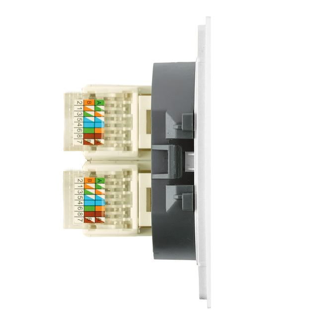 Розетка компьютерная 2-местная RJ-45 (механизм), STEKKER, серия Мия, RST00-3111-01, белая магнолия 50437 — фото 4