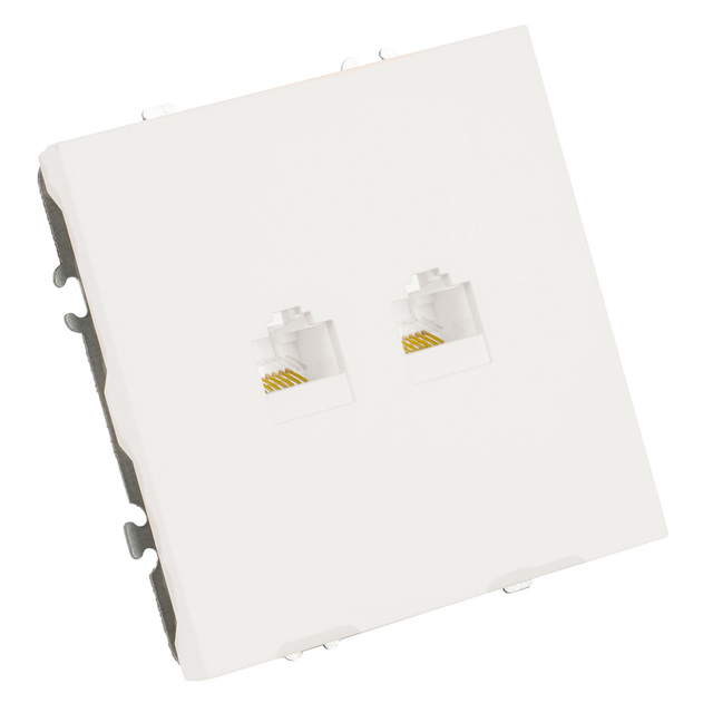 Розетка компьютерная 2-местная RJ-45 (механизм), STEKKER, серия Эмили, RST00-5111-01, белый фарфор, soft touch 49874 — фото 2