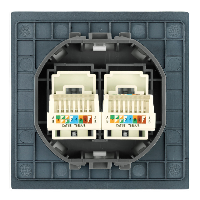 Розетка компьютерная 2-местная RJ-45 (механизм), STEKKER, серия Мия, RST00-3111-05, черный бархат 50451 — фото 5