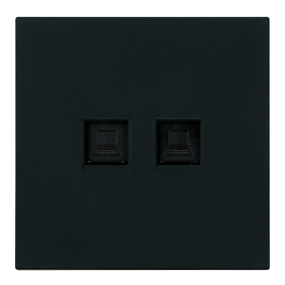 Розетка компьютерная 2-местная RJ-45 (механизм), STEKKER, серия Мия, RST00-3111-05, черный бархат 50451