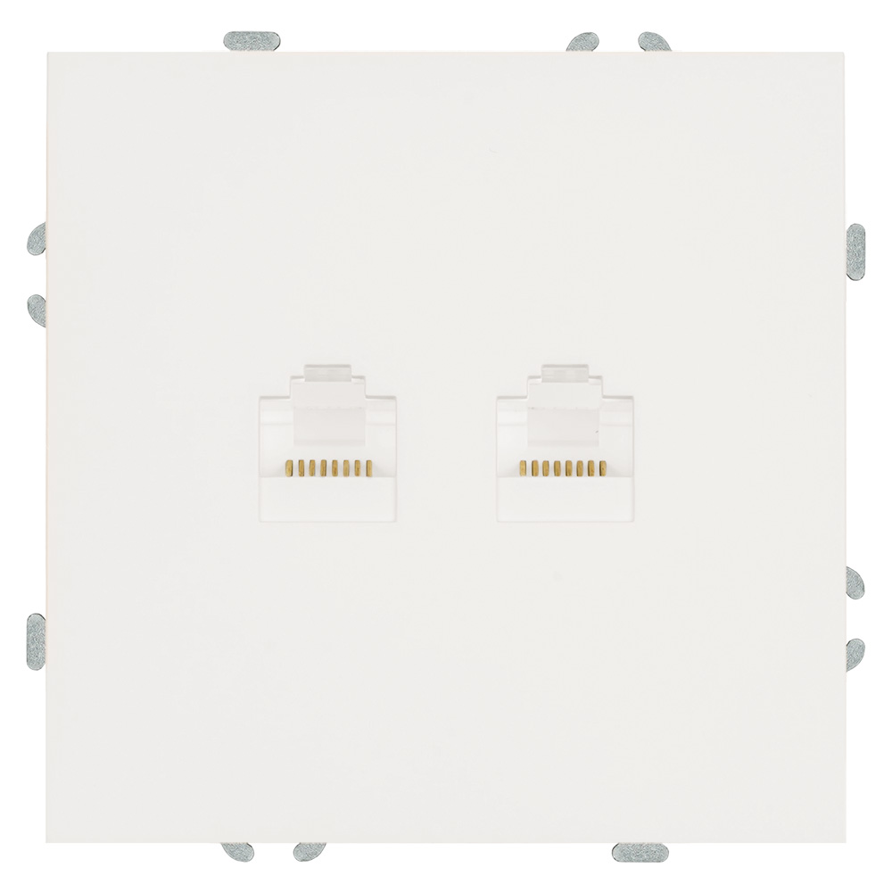 Розетка компьютерная 2-местная RJ-45 (механизм), STEKKER, серия Эмили, RST00-5111-01, белый фарфор, soft touch 49874