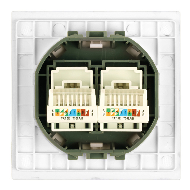 Розетка компьютерная 2-местная RJ-45 (механизм), STEKKER, серия Мия, RST00-3111-01, белая магнолия 50437 — фото 5