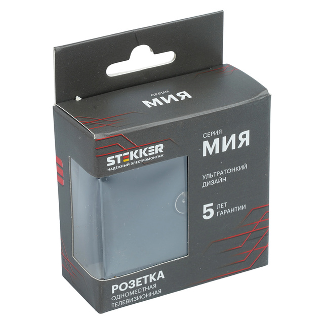Розетка телевизионная 1-местная (механизм), STEKKER, 75 Ом, 5-862МГц, серия Мия, RST00-3108-05, черный бархат 50449 — фото 7