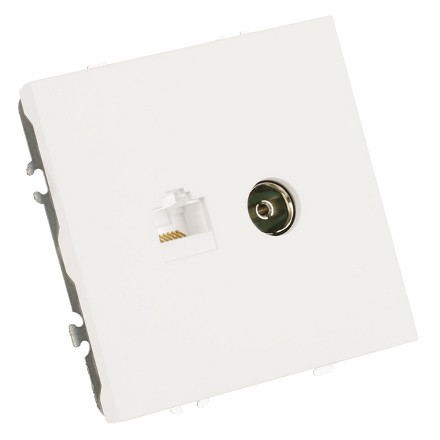 Розетка TV + компьютерная RJ-45 (механизм), STEKKER, серия Эмили, RST00-5106-01, белый фарфор, soft touch 49872 — фото 2
