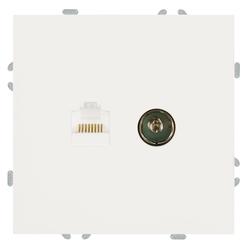 Розетка TV + компьютерная RJ-45 (механизм), STEKKER, серия Эмили, RST00-5106-01, белый фарфор, soft touch 49872