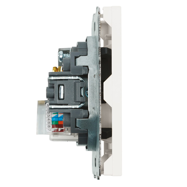 Розетка TV + компьютерная RJ-45 (механизм), STEKKER, серия Эмили, RST00-5106-01, белый фарфор, soft touch 49872 — фото 4